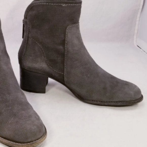 AQUATALIA ITALIAN WOMEN ANKLE BOOTS BACK ZIPPER GRAY SUEDE SIZE 6.5 - Picture 1 of 10